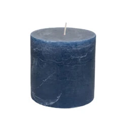 Rustic Pillar Candle Inky Blue – 100 X 100mm