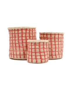 Sahihi – Red Check Woven Storage Basket – Small 8 Sahihi – Red Check Woven Storage Basket – Small -Household Decoration Shop Sahihi Red Check Woven Basket group shot 2 The Basket Room 1