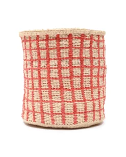 Sahihi – Red Check Woven Storage Basket – Medium
