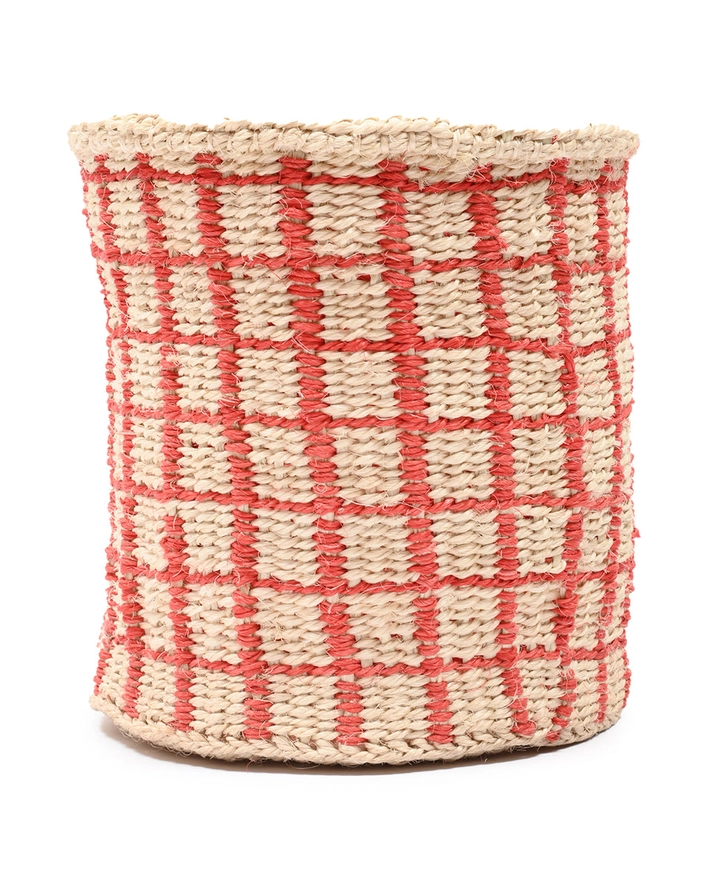 Sahihi – Red Check Woven Storage Basket – Small 1 Sahihi – Red Check Woven Storage Basket – Small