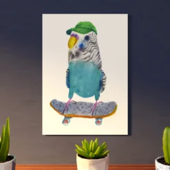 Skate Budgie A4 Art Print -Household Decoration Shop SkateBudgie print portrait Rosie Webb4