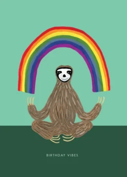 Rainbow Sloth Birthday Greeting Card