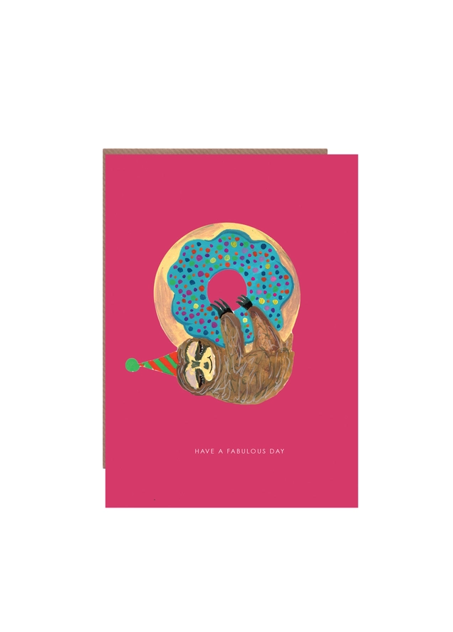 Sloth On Donut Birthday Card 1 Sloth On Donut Birthday Card