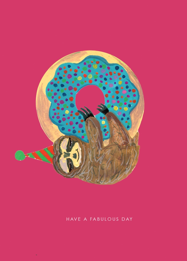 Sloth On Donut Birthday Card 2 Sloth On Donut Birthday Card - Image 2