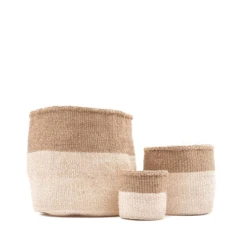 Chama Two Tone Natural And White Woven Storage Basket – Medium