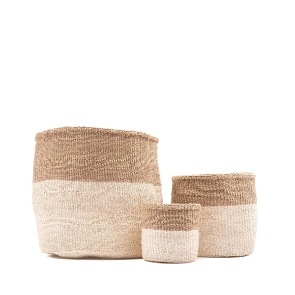 Chama Two Tone Natural And White Woven Storage Basket – Medium 1 Chama Two Tone Natural And White Woven Storage Basket – Medium