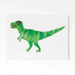 T Rex In Specs A4 Art Print