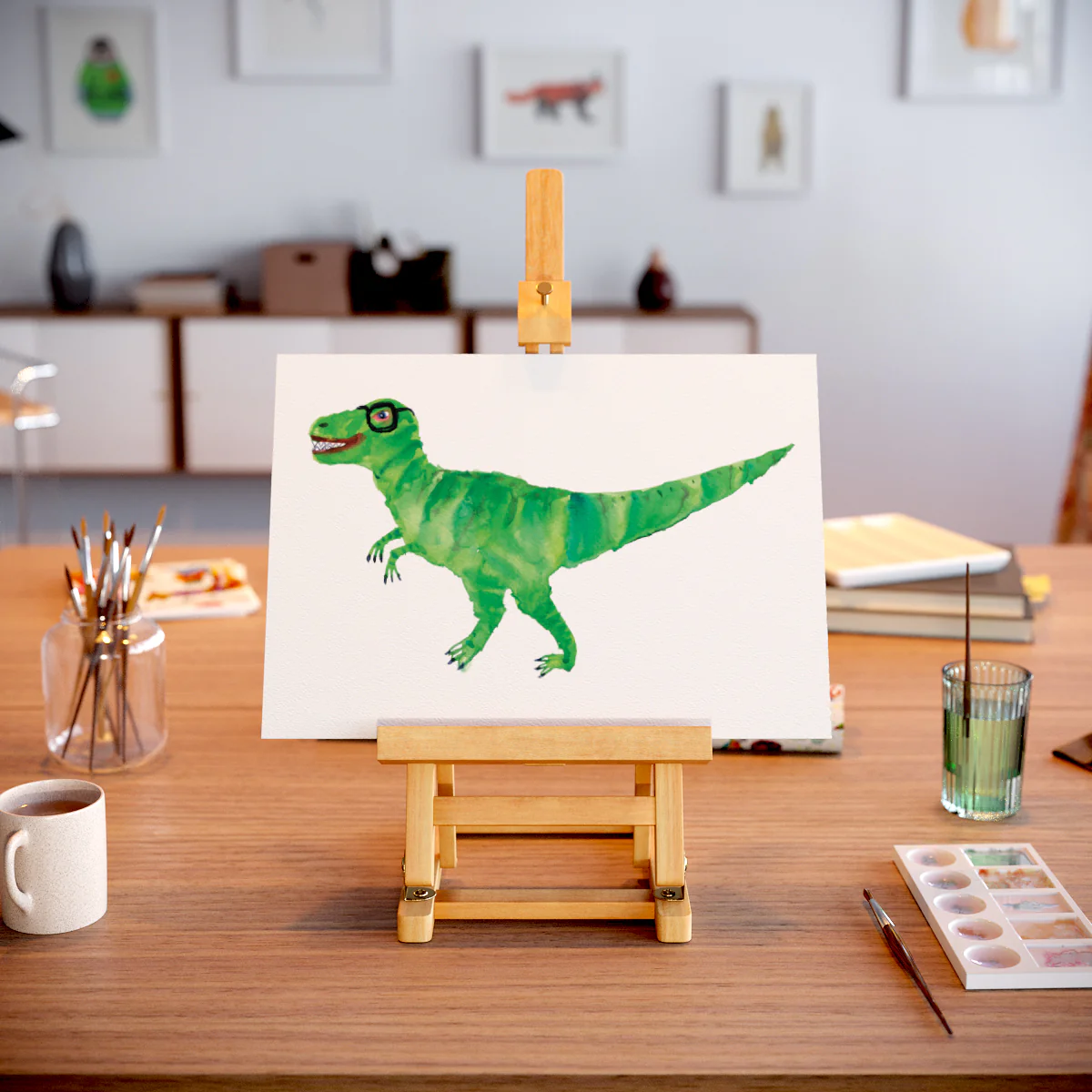 T Rex In Specs A4 Art Print 3 T Rex In Specs A4 Art Print - Image 3