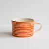 Handmade Tangerine Sgraffito Wide Mug