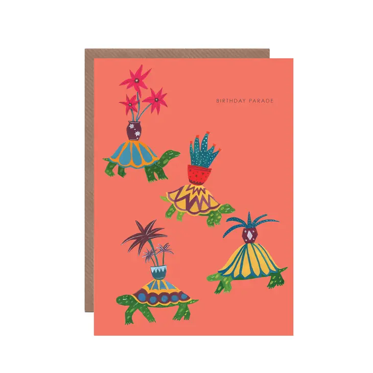 Tortoise Parade Birthday Greeting Card 1 Tortoise Parade Birthday Greeting Card
