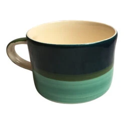 Handmade Wide Ceramic Mug – Tri Colour Tundra