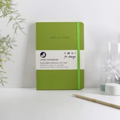 Recycled Leather A5 Lined Notebook – Green -Household Decoration Shop VENT for Change Recycled Leather A5 Lined notebook Green Main Shop Image