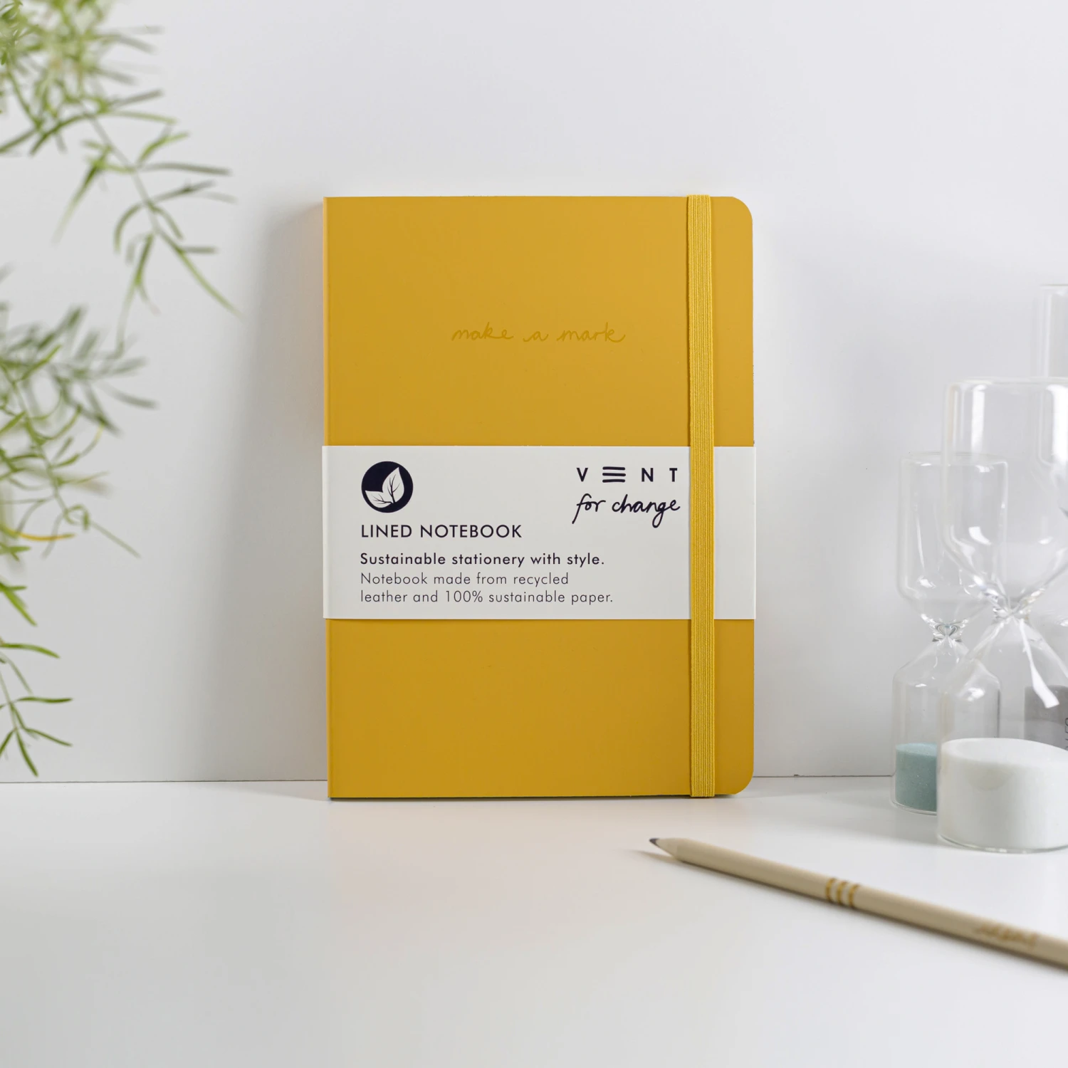 Recycled Leather A5 Lined Notebook – Yellow 2 Recycled Leather A5 Lined Notebook – Yellow - Image 2