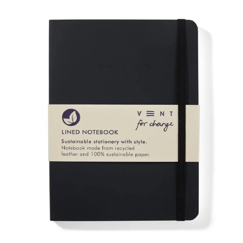 Recycled Leather A5 Lined Notebook – Charcoal Grey 1 Recycled Leather A5 Lined Notebook – Charcoal Grey