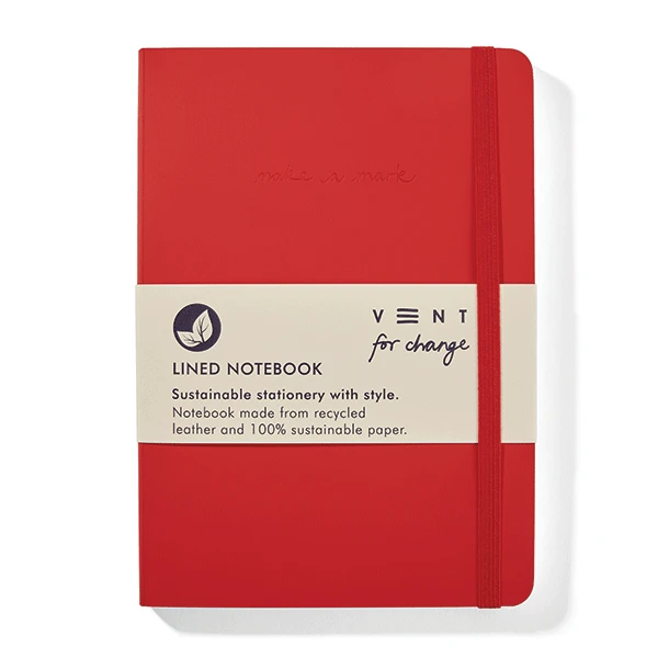 Recycled Leather A5 Lined Notebook – Red