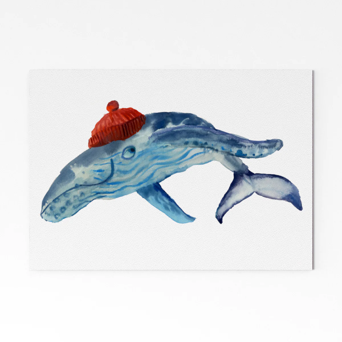Whale In A Beanie Hat A4 Art Print 1 Whale In A Beanie Hat A4 Art Print
