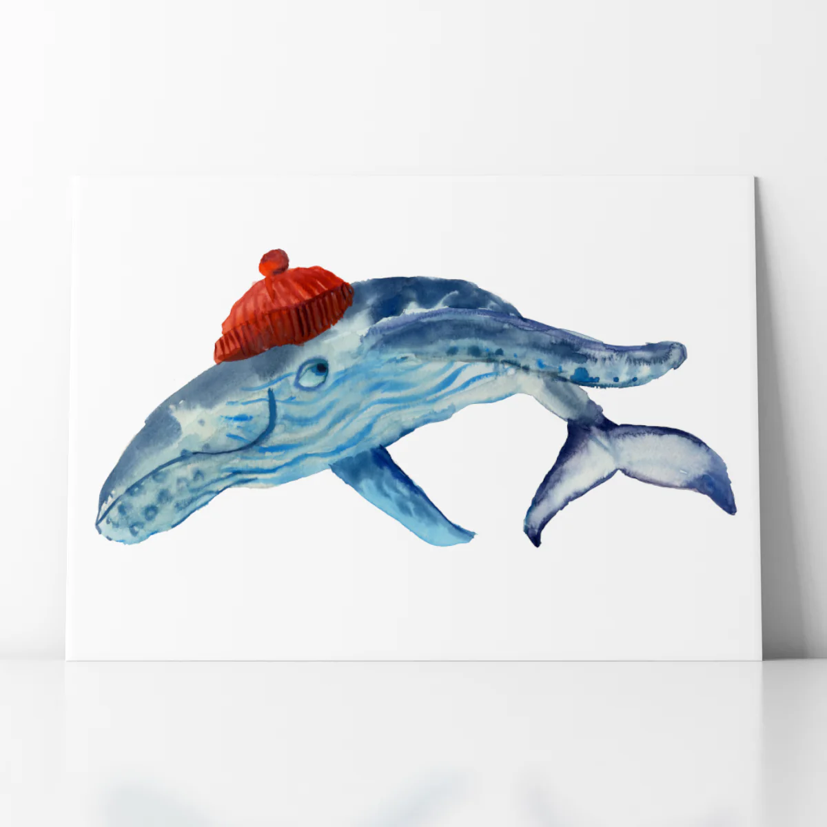 Whale In A Beanie Hat A4 Art Print 2 Whale In A Beanie Hat A4 Art Print - Image 2