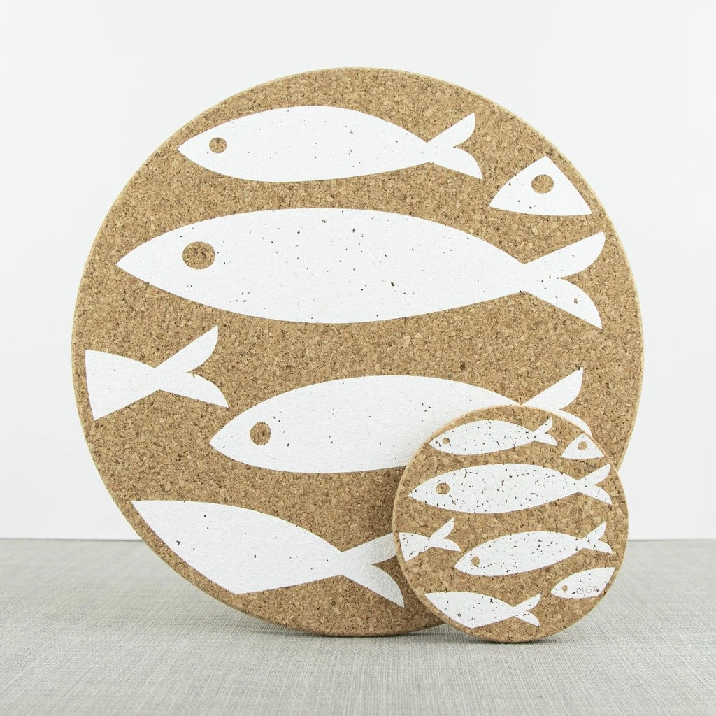 Set Of 4 Cork Fish Coasters 2 Set Of 4 Cork Fish Coasters - Image 2