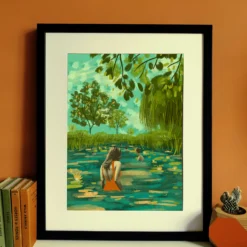 Wild River Swimming A3 Art Print -Household Decoration Shop Wild Swimming A3 Art Print framed lifestyle Emy Lou Holmes