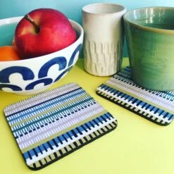 Woven Stripe Placemats – Set Of 4 Larger Size -Household Decoration Shop Woven Stripe coaster lifestyle image Mustard House