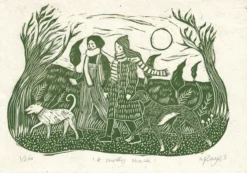 A Windy Walk Lino Print