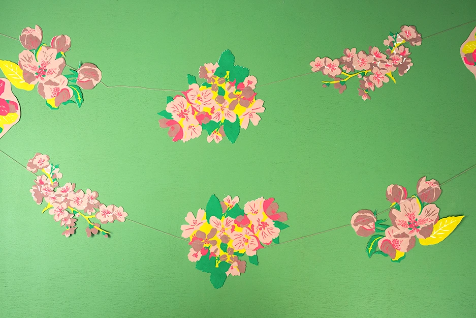 Handprinted Blossom Garland – 3 Metres Long 4 Handprinted Blossom Garland – 3 Metres Long - Image 4