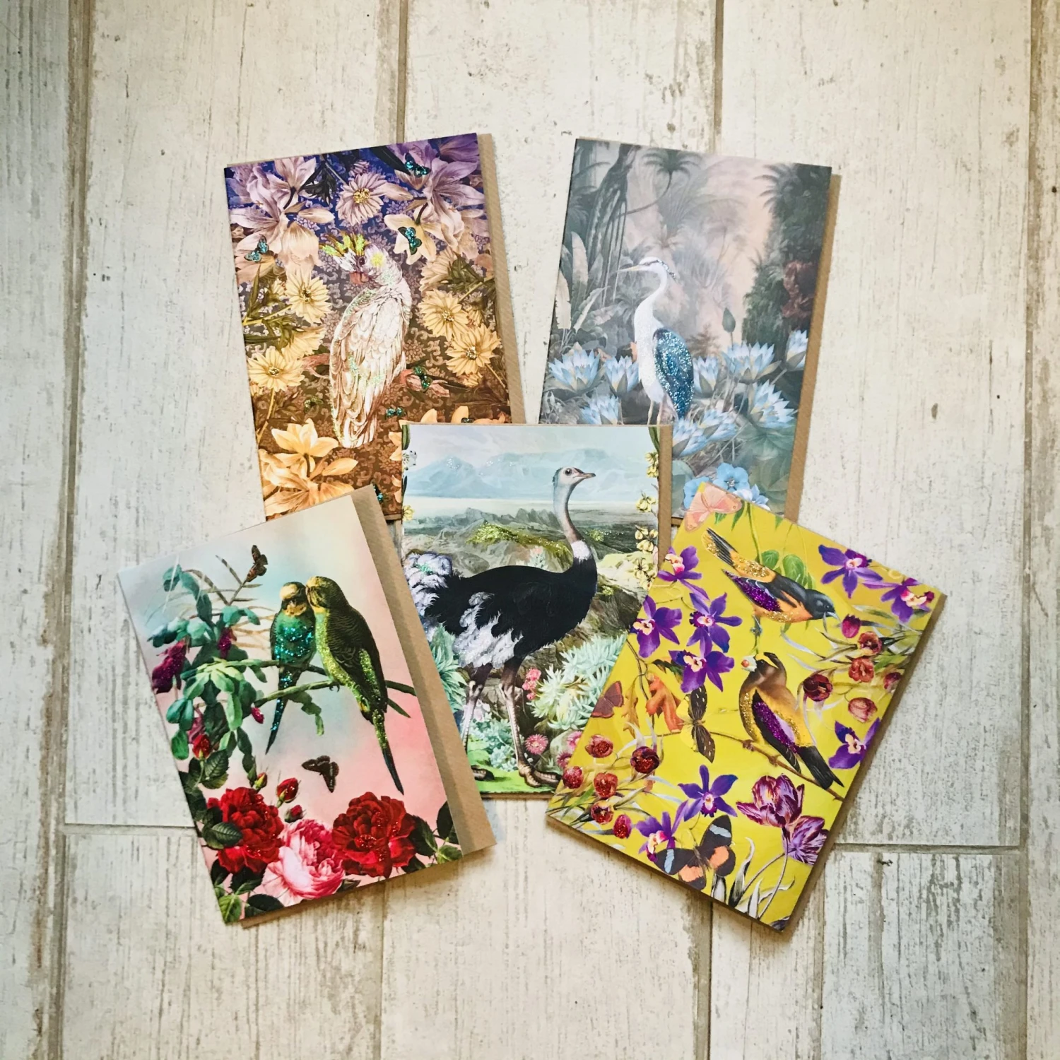 Hand Glittered Bird Greeting Cards – Pack Of 5 2 Hand Glittered Bird Greeting Cards – Pack Of 5 - Image 2