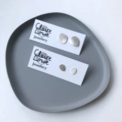 Brushed Silver Pebble Studs – Small