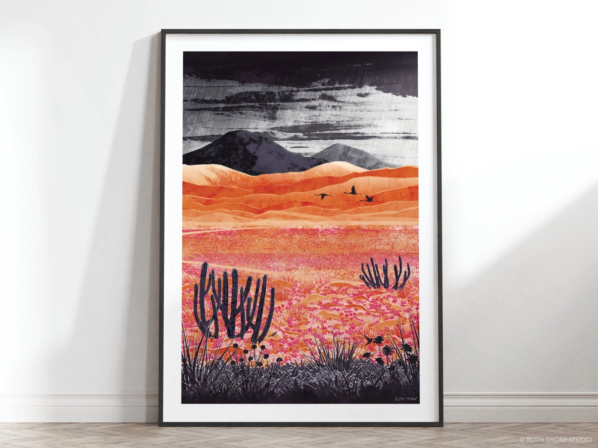 Desert Blooming A3 Art Print 2 Desert Blooming A3 Art Print - Image 2