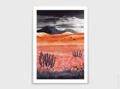 Desert Blooming Cactus A4 Art Print