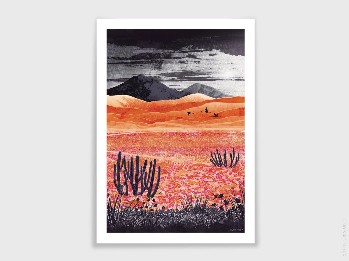 Desert Blooming A3 Art Print 1 Desert Blooming A3 Art Print