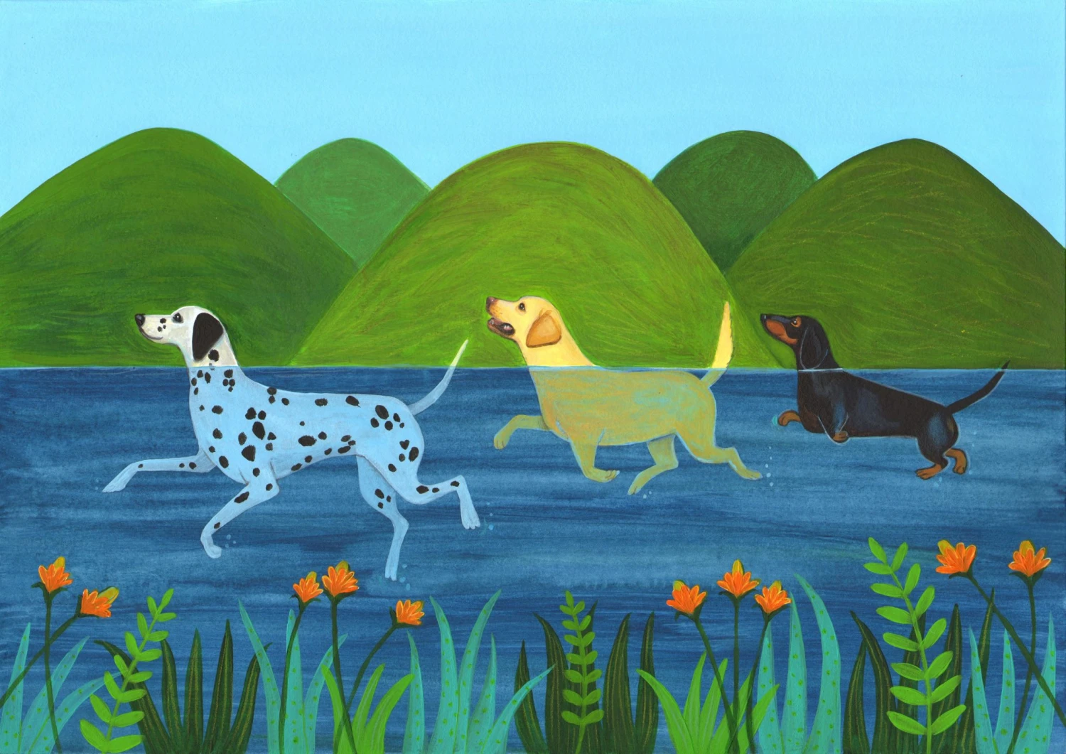 Doggy Paddle A4 Art Print 1 Doggy Paddle A4 Art Print