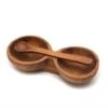 Olive Wood Double Bowl And Spoon Set