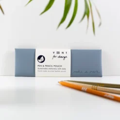 Recycled Leather Pen / Pencil Pouch – Dusty Blue