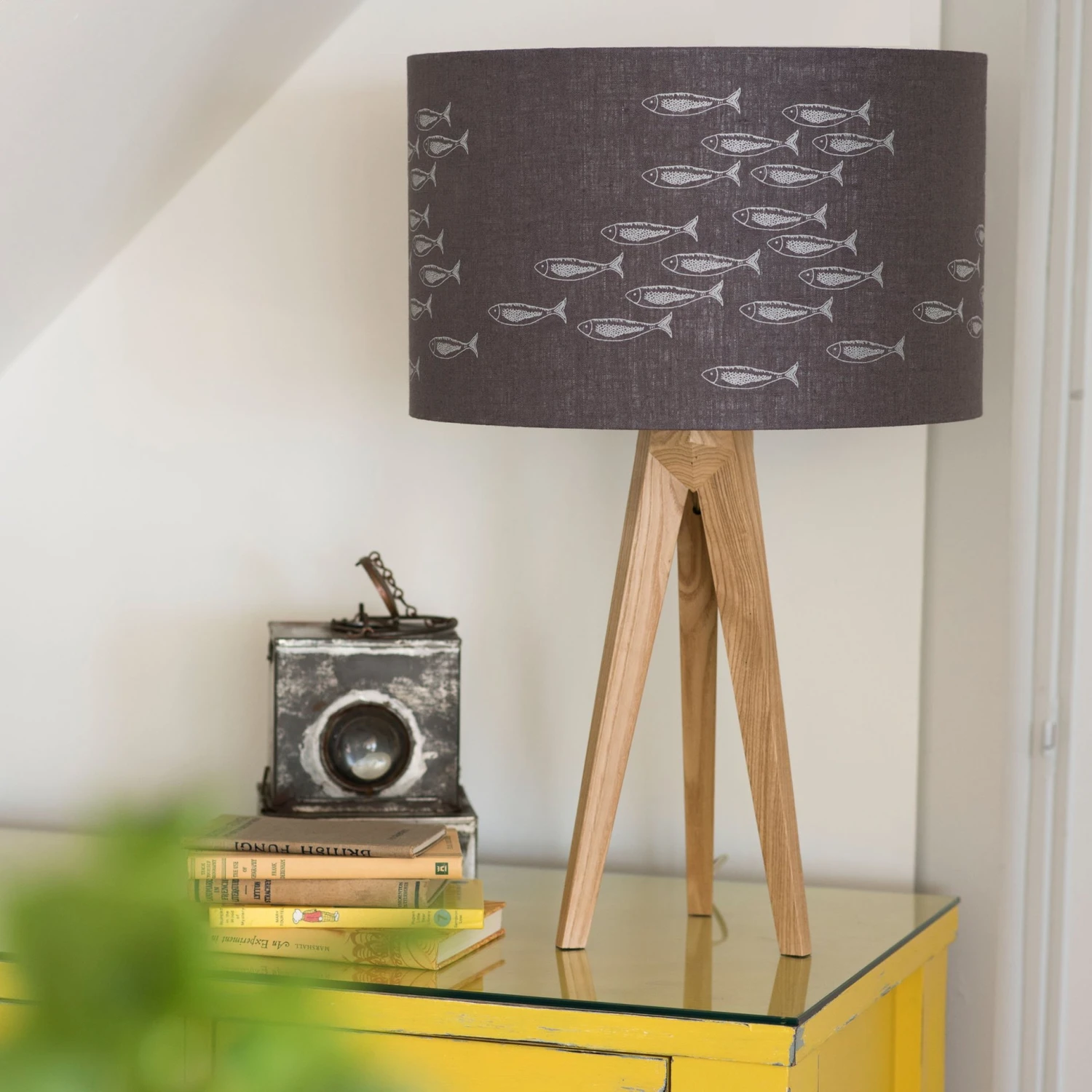 Fish Design Linen Lampshade – Slate Grey – 20cm Diameter 2 Fish Design Linen Lampshade – Slate Grey – 20cm Diameter - Image 2