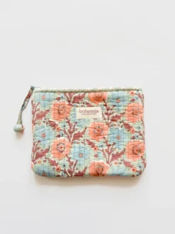 Floribunda Cosmetic Zip Pouch – Duck Egg Blue