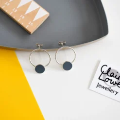 Double Circle Grey Earrings