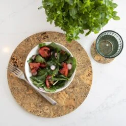 Ice Grey Round Cork Placemats – Set Of 4 -Household Decoration Shop ice grey round cork placemat lifestyle image liga