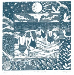 Into The Waves Linoprint