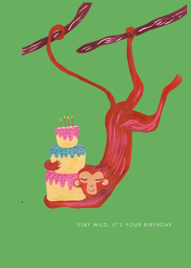 Monkey And Cake Birthday Card 2 Monkey And Cake Birthday Card - Image 2