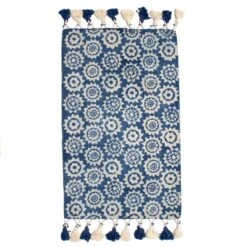 Monkey Puzzle Pattern Indigo Blue Rug