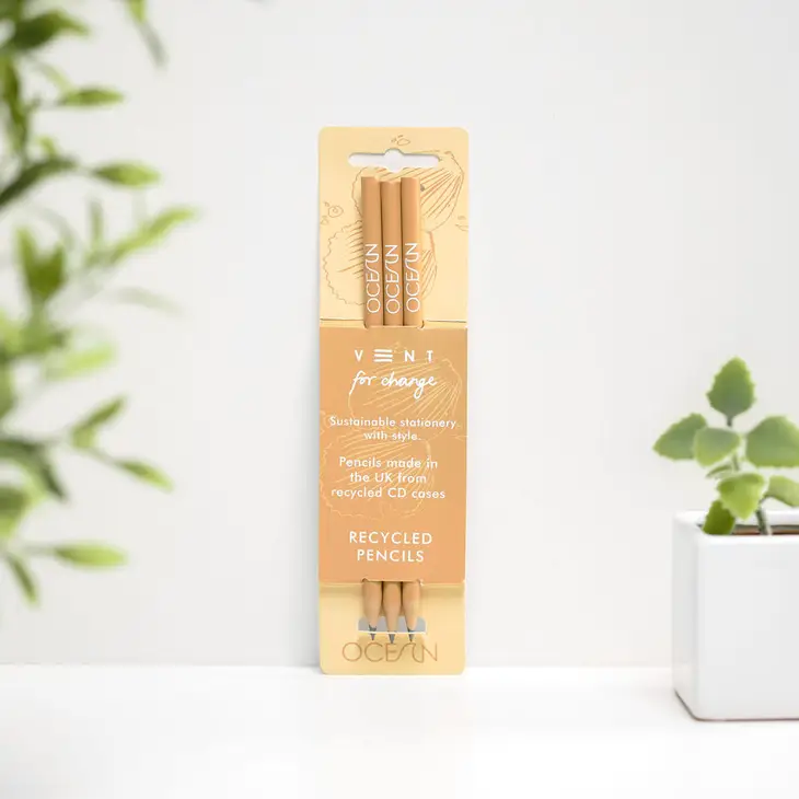 Pencils Pack Of 3 Recycled – Ocean Sandy Yellow 1 Pencils Pack Of 3 Recycled – Ocean Sandy Yellow