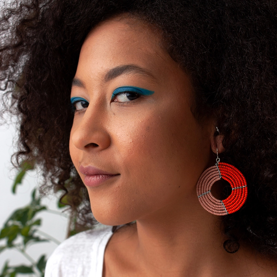 Pink And Orange Ngare Earrings 2 Pink And Orange Ngare Earrings - Image 2