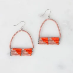 Pink And Orange Sera Beaded Earrings