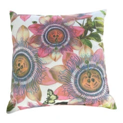 Pink Passion Flower Velvet Cushion – Large