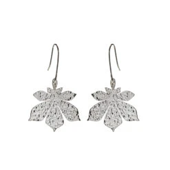 Silver Plated Large Chestnut Leaf Earrings