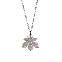 Silver Plated Large Chestnut Leaf Pendant