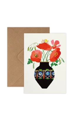 Poppies In A Vase Greeting Card