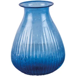 Ravi Recycled Glass Vase – Blue