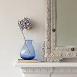 Ravi Recycled Glass Vase – Blue -Household Decoration Shop ravi recycled glass vase grand illusons blue lifestyle